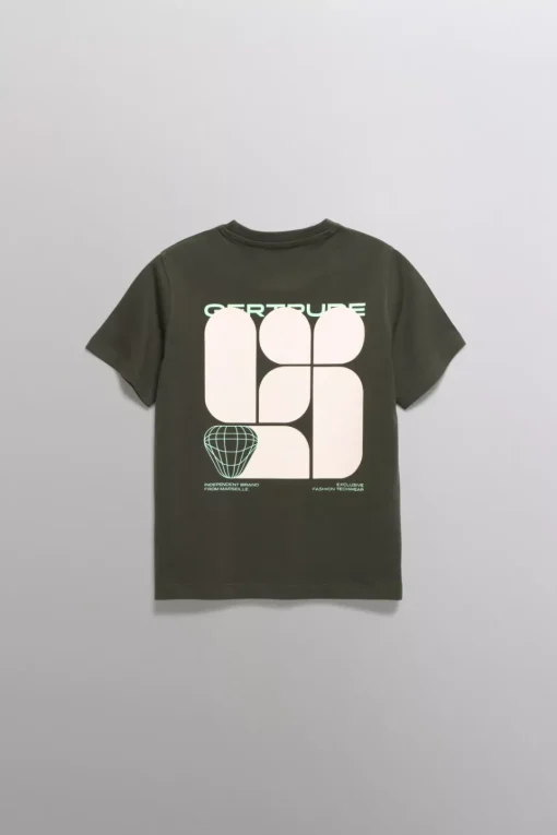 Gertrude Tee-Shirt manches courtes unisexe Little Leonce Kaki Outlet