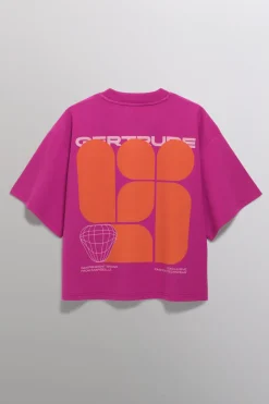 Gertrude Tee-shirt manches courtes oversize imprimé Suzon Fuschia New
