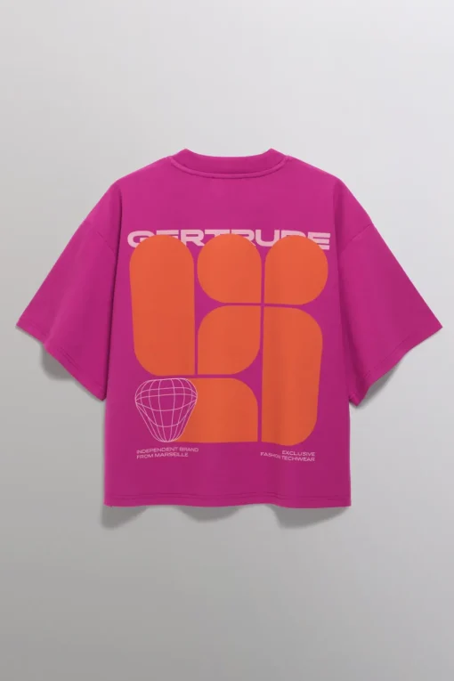 Gertrude Tee-shirt manches courtes oversize imprimé Suzon Fuschia New