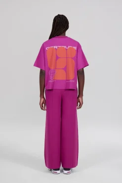 Gertrude Tee-shirt manches courtes oversize imprimé Suzon Fuschia New
