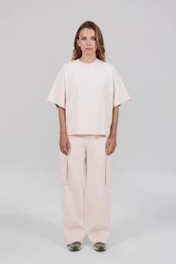 Gertrude Tee-shirt manches courtes oversize imprimé Suzon Beige Discount