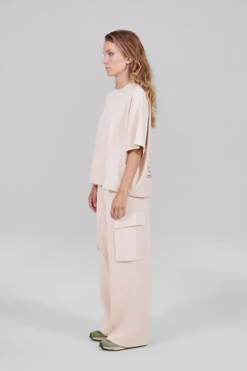 Gertrude Tee-shirt manches courtes oversize imprimé Suzon Beige Discount