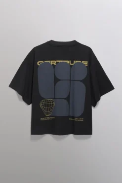 Gertrude Tee-shirt manches courtes oversize imprimé Suzon Noir Best Sale