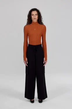 Gertrude Top en maille côtelée Allegra Cuir Cheap