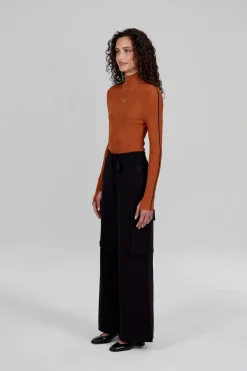 Gertrude Top en maille côtelée Allegra Cuir Cheap