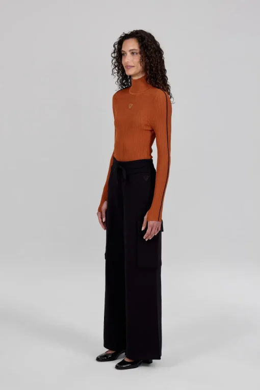 Gertrude Top en maille côtelée Allegra Cuir Cheap