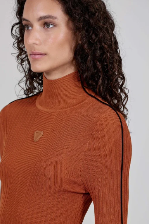 Gertrude Top en maille côtelée Allegra Cuir Cheap