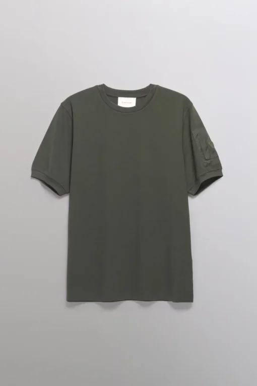 Gertrude T-shirt Timeo avec poche en nylon Kaki Clearance