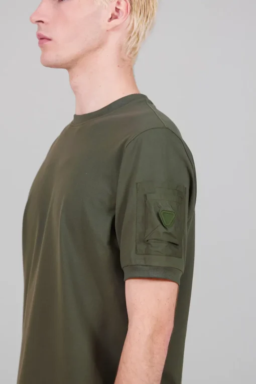 Gertrude T-shirt Timeo avec poche en nylon Kaki Clearance