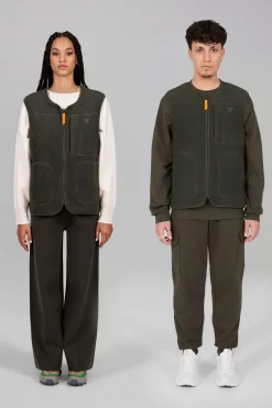 Gertrude Veste sans manche en sherpa unisexe Enzo Kaki Best Sale