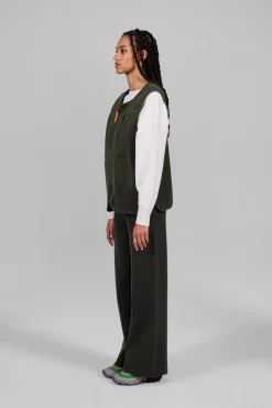 Gertrude Veste sans manche en sherpa unisexe Enzo Kaki Best Sale