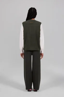 Gertrude Veste sans manche en sherpa unisexe Enzo Kaki Best Sale