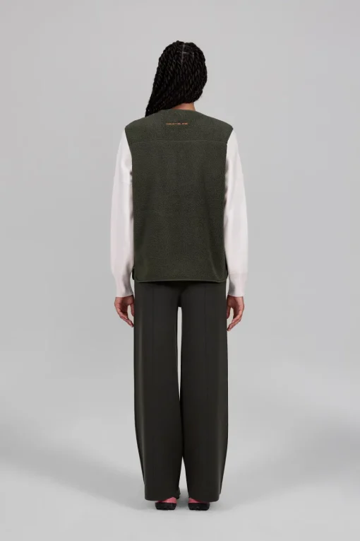 Gertrude Veste sans manche en sherpa unisexe Enzo Kaki Best Sale