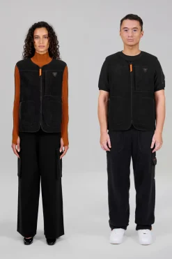 Gertrude Veste sans manche en sherpa unisexe Enzo Noir Sale