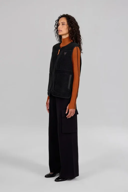 Gertrude Veste sans manche en sherpa unisexe Enzo Noir Sale