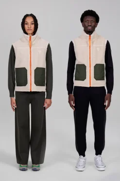 Gertrude Veste sans manches en sherpa réversible Bakary Kaki Discount